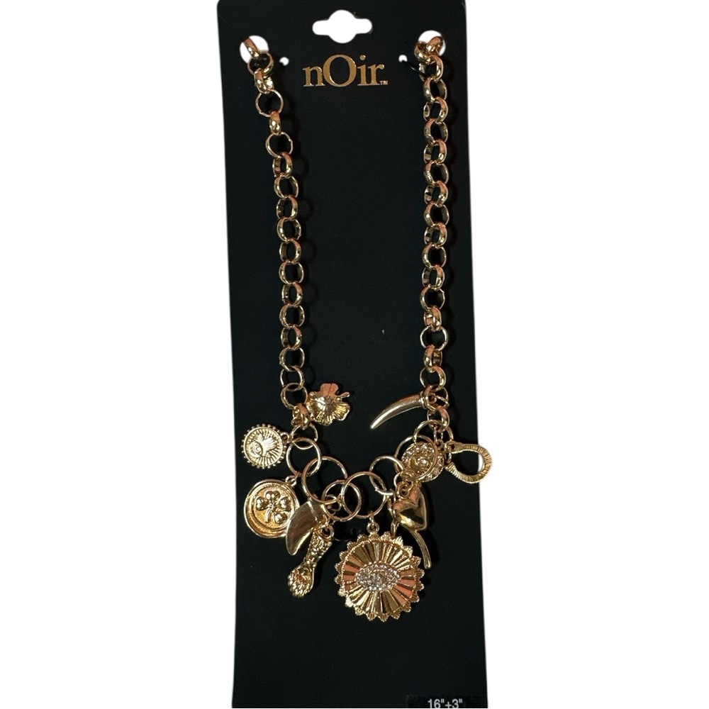 nOir Jewelry Gold Charm Necklace